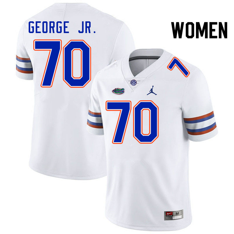 Women #70 Damieon George Jr. Florida Gators College Football Jerseys Stitched-White